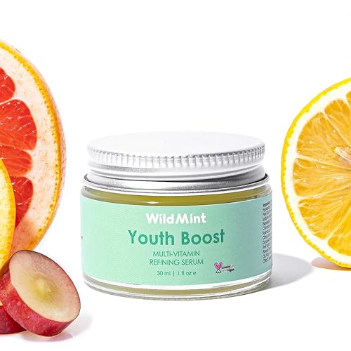 WildMint Youth Boost Natural Face Serum | Anti-Aging Serum for Sensitive, Dry, Menopause, Mature Skin | Hydrating & Repairing with Hyaluronic Acid & Vitamin C | Vegan & Cruelty-Free UK Skincare 30ml