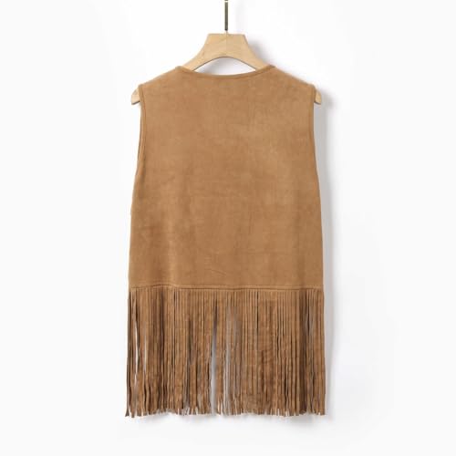Men's Sleeveless V Neck Western Hippie Faux Suede Vest Fringe Trim Open Front Studded Cowboy Jacket Tassel Tops4