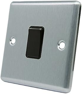 AET CSC1GSWIBL Satin Chrome Classical Black Insert Plastic Rocker Switch-10 Amp Single 1 Gang 2 Way Light Switch, 240 V