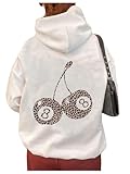 Milumia Women's Cherry Graphic Hoodies Oversized Long Sleeve Drawstring Sweatshirts