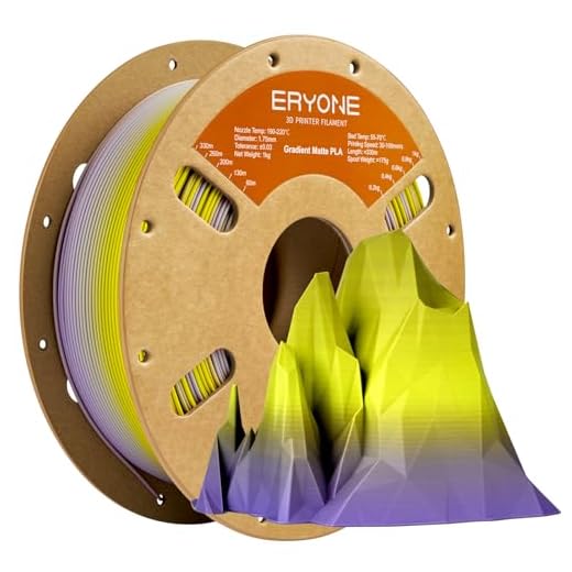 ⚡ ERYONE Matte Gradient Rainbow 3D Printer PLA Filament 1.75 +/- 0.03mm, Matte Multicolor Filament PLA 1KG(2.2LBS) Spool, Granite (Yellow Purple)