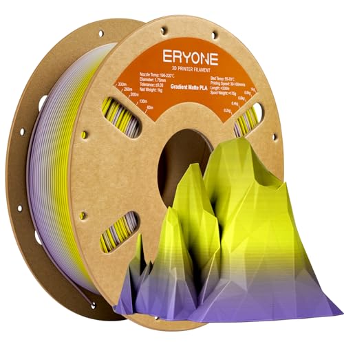 Image of ERYONE Matte Gradient Rainbow 3D Printer PLA Filament 1.75 + /- 0.03mm, Matte Multicolor Filament PLA 1KG(2.2LBS) Spool, Granite (Yellow Purple)