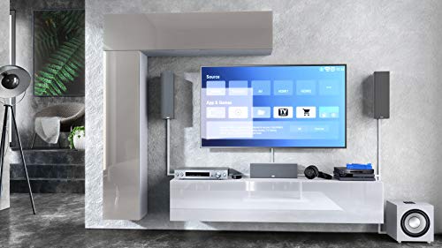 Vladon Wohnwand Taurito, Made in Germany, Weiß matt/Sandgrau Hochglanz - Moderne Anbauwand für Ihr Wohnzimmer (320 x 182 x 39 cm) – Bild 3