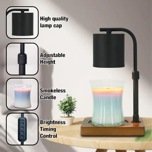 Image of Eandisom Candle Warmer Lamp Timer with 2 Bulbs - Birthday Gifts Black S