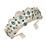 HAPINARY Tiara de Novia Verde con Pedrería de Agua Accesorios Nupciales para Mujer y Niña Tocado Elegante para Bodas y Fiestas Especiales