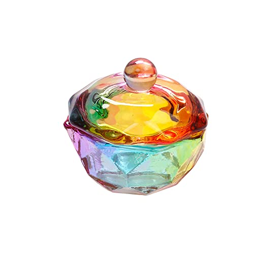 Uposao Cuenco de cristal para uñas con tapa, plato de acrílico colorido para Dappen, recipiente de taza de arte de uñas para uñas acrílicas, herramientas de cristalería para manicura y pedicura