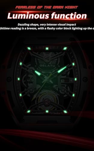 Image of OLEVS Luxury Watches for Men Black Mechanical Wrist Watch Self Winding Automatic Tourbillon Watches Skeleton Waterproof Mens Wrist Watch