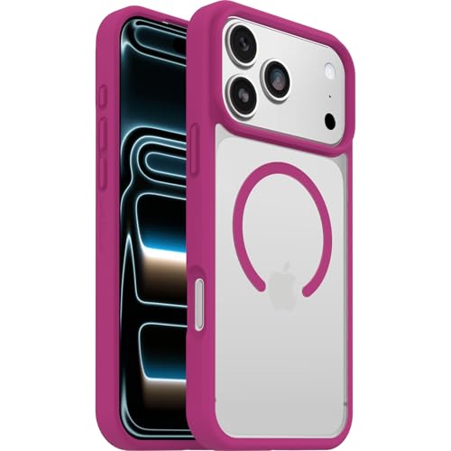 Image of OtterBox React Series MagSafe Case for iPhone 17 Pro Max, Shockproof, Drop Proof, Ultra-Slim, Protective Thin Case, Tested to Military Standard, Clear /Pink