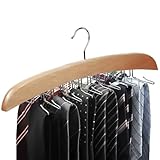 ネクタイハンガー ハンガー ネクタイ 【24本でも見やすくスッキリ】 ベルト 帽子 収納 木製 収納アップ 省スペース クリップ付き ベージュ