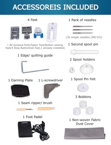 MILLEPUNTI Sewing Machine with 25 Stitches Automatic Needle Threader and Bobbin Winder Include 4 Feet and Accessories Perfect for Beginners Quilting and DIY MKR45 - Thumbnail 4