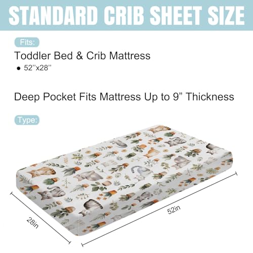 Image of Watercolor Cats Boho Leaves Flowers Baby Crib Sheets 52''x28'' Cute Cats Tropical Plants Stretchy Fitted Crib Mattress Cover for Boy Girl Soft Nursery Bed Sheets for Standard Crib and Toddler Mattress