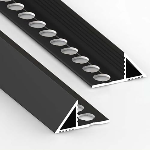 Raouoae Aluminum Alloy Tile Edge Protection Rail 125CM (2 Pieces) - 8mm/10mm/12.5mm Thickness, Durable Corner Trim For Tile Edging And Angled Profiles, Edge Protector For Bathroom/Kitchen Tiles(Black,