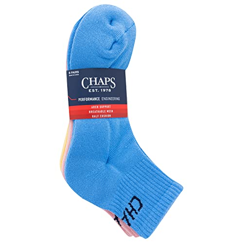 Chaps Mens Repreve Athletic Back Logo Liner - 6 Pair Pack Breathable Front Mesh And Arch Support Socks, Back Logo Multicolor, 6-12 Us #TOP3