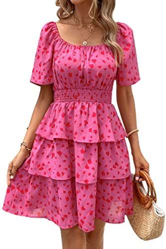 Image of PRETTYGARDEN Women's Summer Floral Ruffle Short Dress