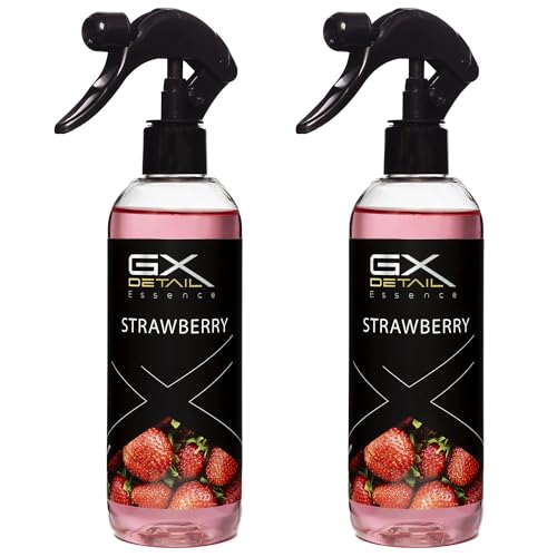 GxDetail Pack de Ambientadores para Coche (2 x 150 ml.) – Fragancias Duraderas y Frescas – Elimina Malos Olores y Sensación de Limpieza – Ideal para Todo Tipo de Vehículos (Fresa)