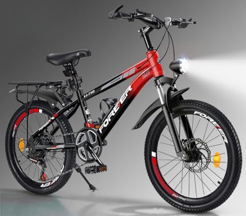 Dazzix新登場子ども用自転車18/20/22インチ子供用自転車男の子女の子 キッズバイクスポーツ フェンダー 可変速度 誕生日プレゼントに最適 (18インチ,可変速/スポークホイール/ブラック)