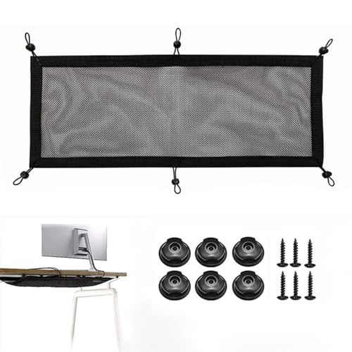 Red de gestión de cables para debajo del escritorio, malla de privacidad para organización de cables, organizador de cables para estación de trabajo, red flexible para gestión de cables debajo del escritorio para hogar y oficina, 27×10 pulgadas, negro miniatura 1