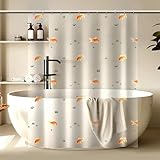 Clear Goldfish Shower Curtain Liner with Design, Lightweight Plastic Transparent See Through Shower Curtain Fish with 12 Hooks for Bathroom, 72x72 Grommet Cute Animal Shower Curtains Liner