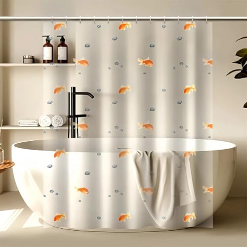 CAPQL Clear Goldfish Shower Curtain Liner with Design,...