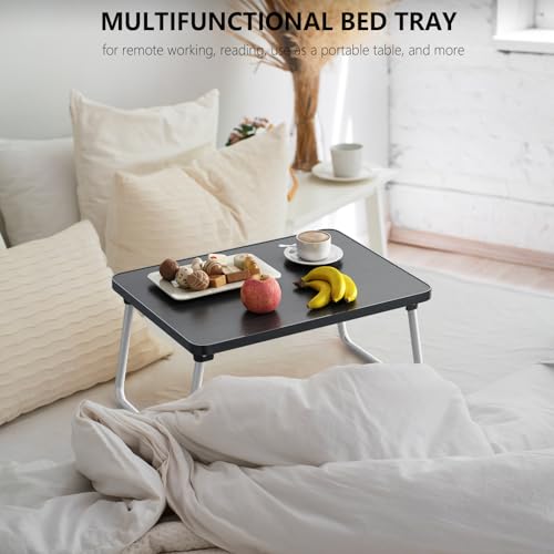 Image of Foldable Lap Desk, Laptop Stand Bed Table Tray for Couch | Portable Breakfast Serving Tray, Lightweight Mini Lap Table, Works Great as Tablet Desk for Working, Reading & Writing, Black