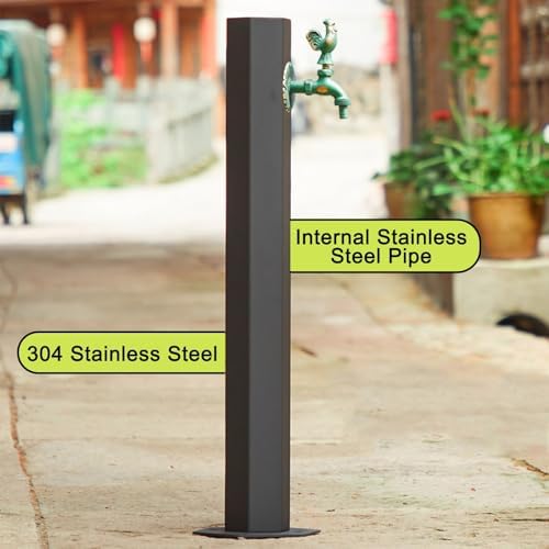 Stainless Steel Garden Water Column Hose Stand with Antifreeze Faucet - 50cm Outdoor Irrigation Solution for Courtyard Watering (8in x 20in)