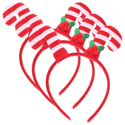 OUNONA 3 piezas Diadema Navidad Bastón Dulce Accesorios Fiesta Festiva Decoración Cabello Navidad