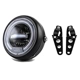 kucehiup 6.5 Inches Round Motorcycle LED Headlight with Brackets Assembly (White Light)
