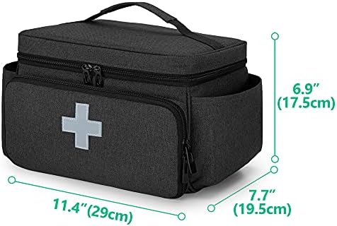 CURMIO Small Medicine Storage Bag Empty, Family First Aid Organiser Box for Emergency Medical Kits, Black(Empty Bag, Patent Pending)