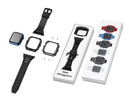 Bracelet Apple Watch 45mm look carbone blanc avec coque premium