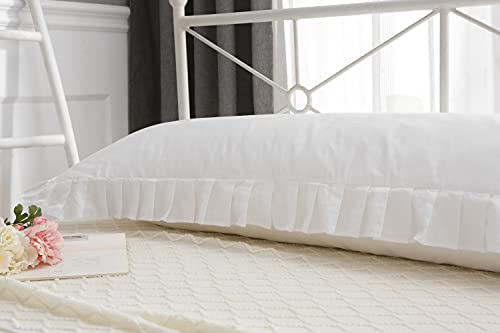 Meaning4 White Body Pillowcase With Ruffles Cotton Pillow Sham Cover 21"X54" 1Pc #TOP5