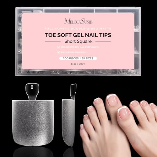 MelodySusie Nail Tips - 300 Stück Soft Nageltips für Gelnägel, Full Cover Press On Nails, 15 Größen Vorgeätzt Nagelspitzen für Nagelverlängerung, Nagelkunst, DIY Nagelstudio