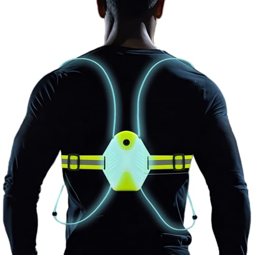 LED Reflective Running Vest for Women and Men, Safety USB Rechargeable Reflective Gear for Night Runners, Bikers, and Walkers (Green)