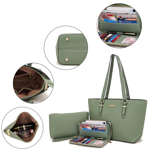 Image of Qiyuer Versatile Daily Purses with RFID Wallet for Women Tote Handbag Set | 3PCS, Fits 13 inch Tablet, Sturdy Vegan PU, Spacious, Work Use, Shoulder Satchel, Large Clutch Wallet, Makeup Bag, Ideal Gift
