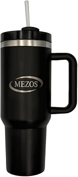 MEZOS 40oz Tumbler with Handle, 2-in-1 Leak-Proof Lid Straw/Flip, Insulated Stainless Steel Travel Mug, Wide Mouth Water Cup, Cup Holder Friendly, Dishwasher Safe