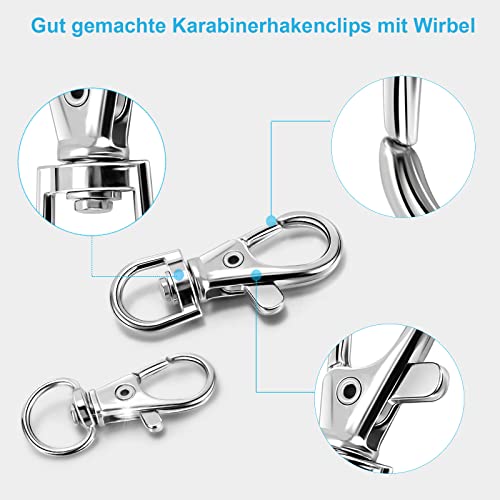 12 Stück drehbare Karabinerverschlüsse, Schlüsselanhänger Drehverschlüsse, Karabinerhaken Karabinerverschluss Schlüsselketten Clip, karabinerhaken mit Schlüsselringringe