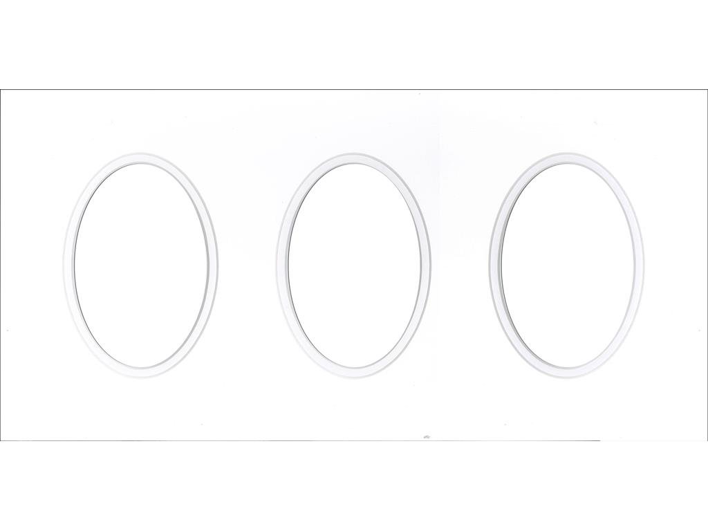 PA Framing, Specialty Double Mat, 3 Oval Openings, 10 x 20 inches - White Core/White Outer and White Inner