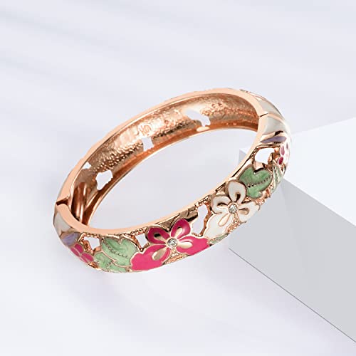 UJOY Fashion Cloisonne Bangle Jewelry Hollowed Handmade Butterfly Enamel Gifts Cuff Open Bracelet Bangles for Women Gilrs 88A09 white - Image 3