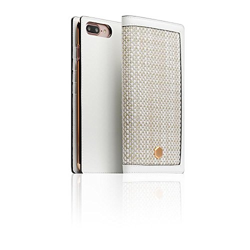 SLG iPhone 7/8 Plus Leather Wallet Case, D5 Edition Calf Skin Leather Diary Flip Cover Card Slot Holder with Gift Box, Handmade and Designed for Apple iPhone 7/8 Plus (White)