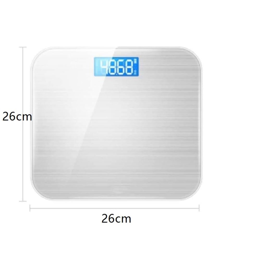 体重計 体組成計 体重計強化ガラス読みやすいバックライト付きLCDディスプレイ電子スケール ヘルスメーター(Silver)