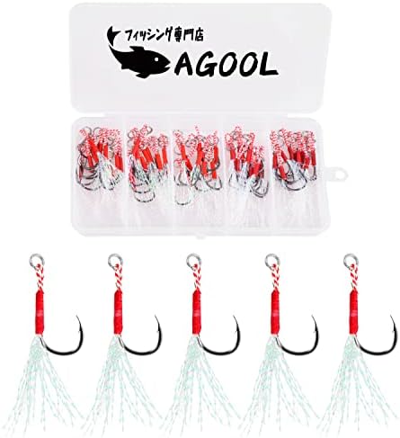 Amazon | 【50本】AGOOL アシストフック 釣針 8本編みPEライン 超高 