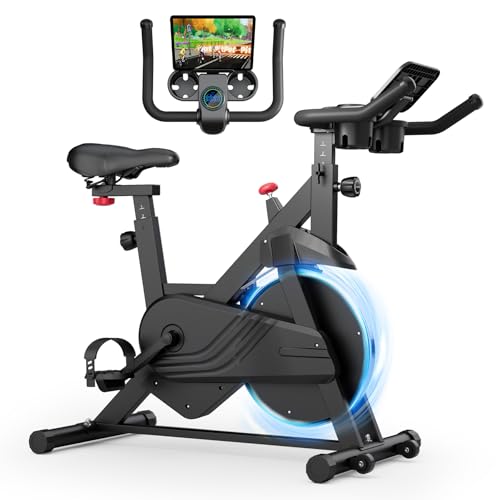 Superun Exercise Bike for Home Use Spin Bike with Adjustable Magnetic Resistance, Stationary Bike with LCD Display and APP, 136 kg Weight Capacity