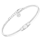 SAGA GIOIELLI Bracciale Donna Uomo Rigido in Acciaio con Tre Cristalli, Design Elegante, C...