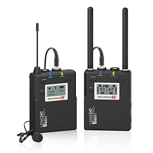 LENSGO LWM-338C Wireless Lavalier Microphone System 99-Channel UHF Full Metal Professional Omnidirectional Wireless Lapel Mic for Canon Nikon DSLR Camera Smartphone Camcorder Video Recording (RX+TX) LENSGO LWM-338C Wireless Lavalier Microphone System 99-Channel UHF Full Metal Professional Omnidirectional Wireless Lapel Mic for Canon Nikon DSLR Camera Smartphone Camcorder Video Recording (RX+TX)
