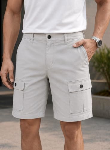Image of Men's 100% Cotton Rich Straight Fit Solid Shorts with Side Pockets | Casual Summer Half Pants with 6 Pockets | Comfortable Mid-Rise Cotton Shorts