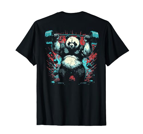 Panda Deadlift Gym Bodybuilding Fitness Coach (arte nas costas) t-shirt, Preto