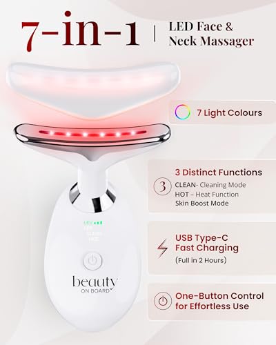 Image of Face Massager Tool, Face Sculpting Tool with 7-Color LED Light Therapy, Ionic Facial Device with Warm Treatment, Rechargeable USB-C, Gift Box + Storage Pouch