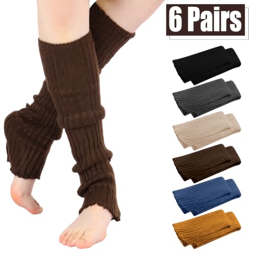Image of Sintege 6 Pairs Leg Warmers for Girls Women | Kawaii Japanese Style Design, Soft Knitted Slouchy Boot Socks, Cute School Outfits Accessory for Girls, Lolita Costume