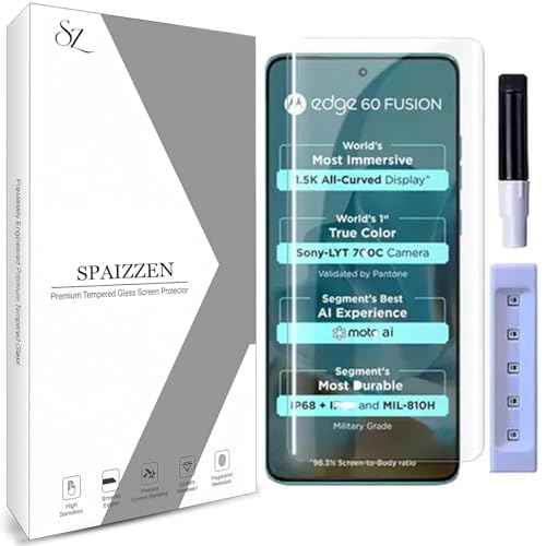 Image of Tempered Glass Screen Protector Compatible For Motorola Moto Edge 60 Fusion 5G (Transparent) Edge To Edge Full Screen Coverage UV With Easy Installation Kit, Pack of 1