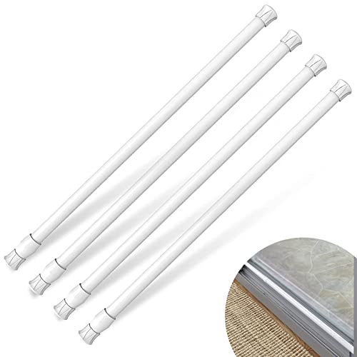 KUANVE 4 Pcs Window Security Bars Set, Adjustable Sliding Glass Door Bar Sliding Door Security Bar Window Safety Lock Bar with Rubber Tips for Children Home, Extends from 15.8-27.6 Inch, White