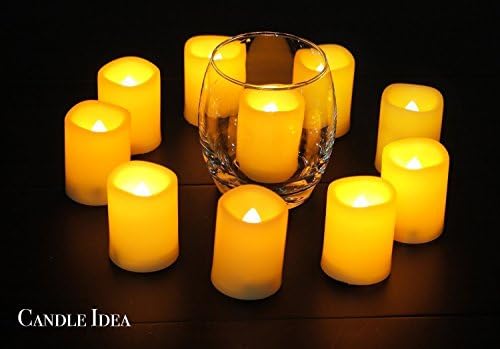 Led Flickering Flameless Votive Tea Lights Candles With Remote Control Battery Operated Set Of 10 / Electric Outdoor Tealights Timer Candle For Christmas,Xmas Decorations (Batteries Included) 200Hours